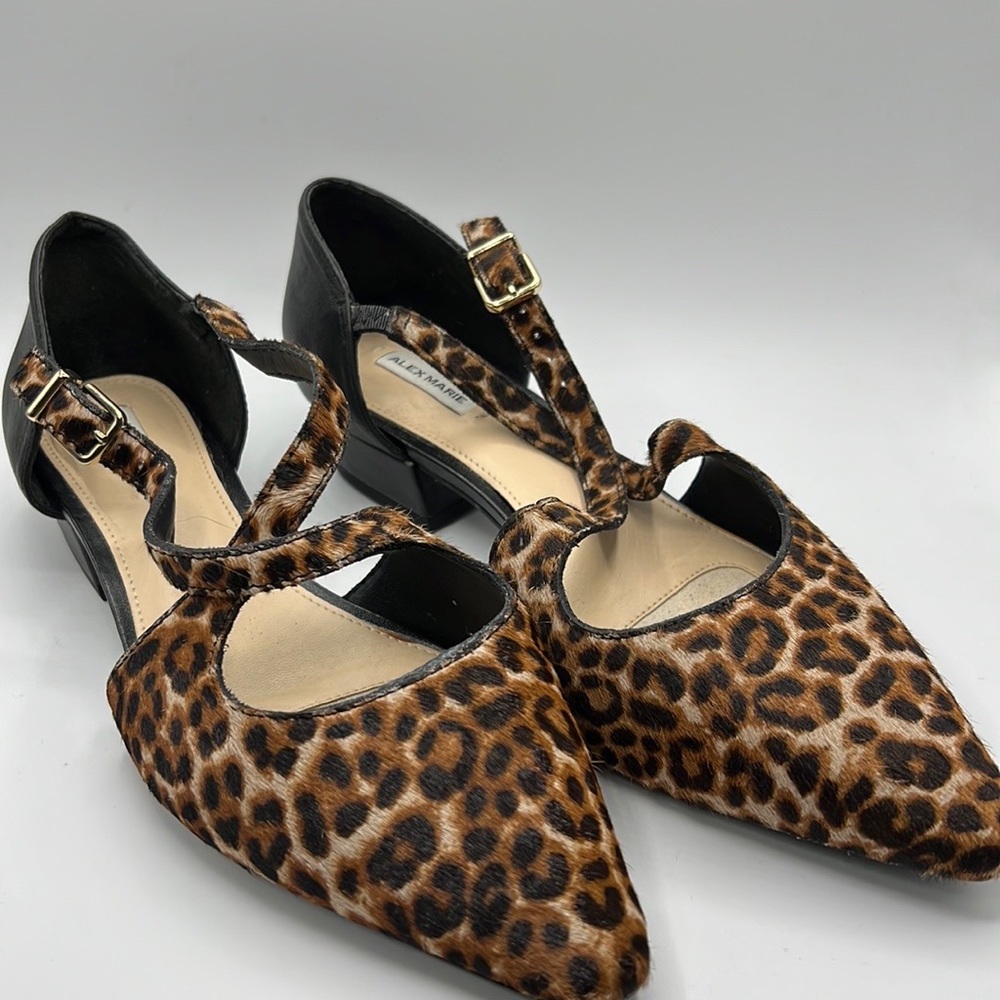 Alex Marie Carena Leopard Haircalf Ballet Shoes